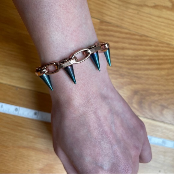 Jommi Lim Chain and Spike Rose Gold and Holographic Blue plated bracelet. - Picture 3 of 8